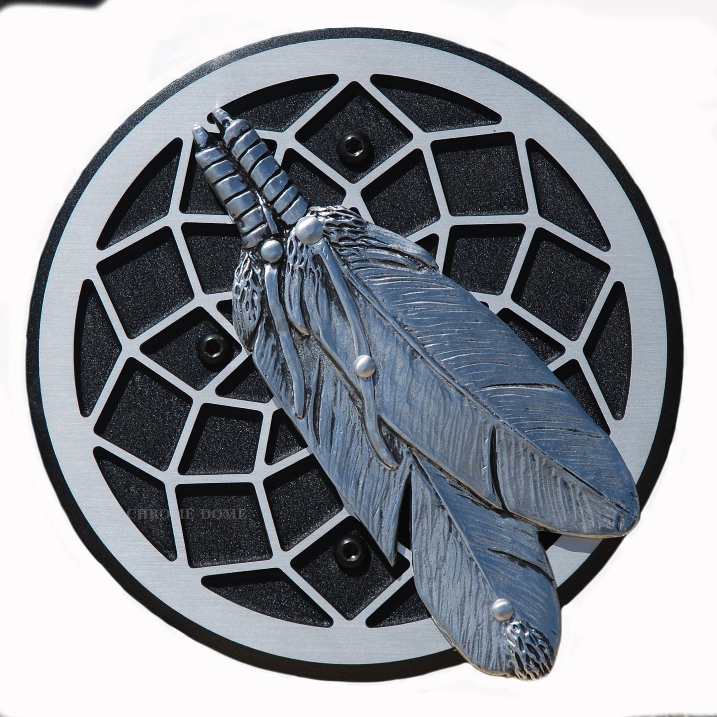 Indian 111 Chief Derby Cover - Dream Catcher in Cast Aluminum