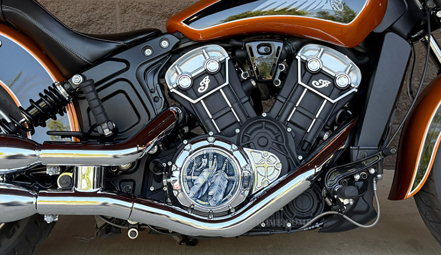 Indian Scout Medicine Wheel Derby Cover Polished