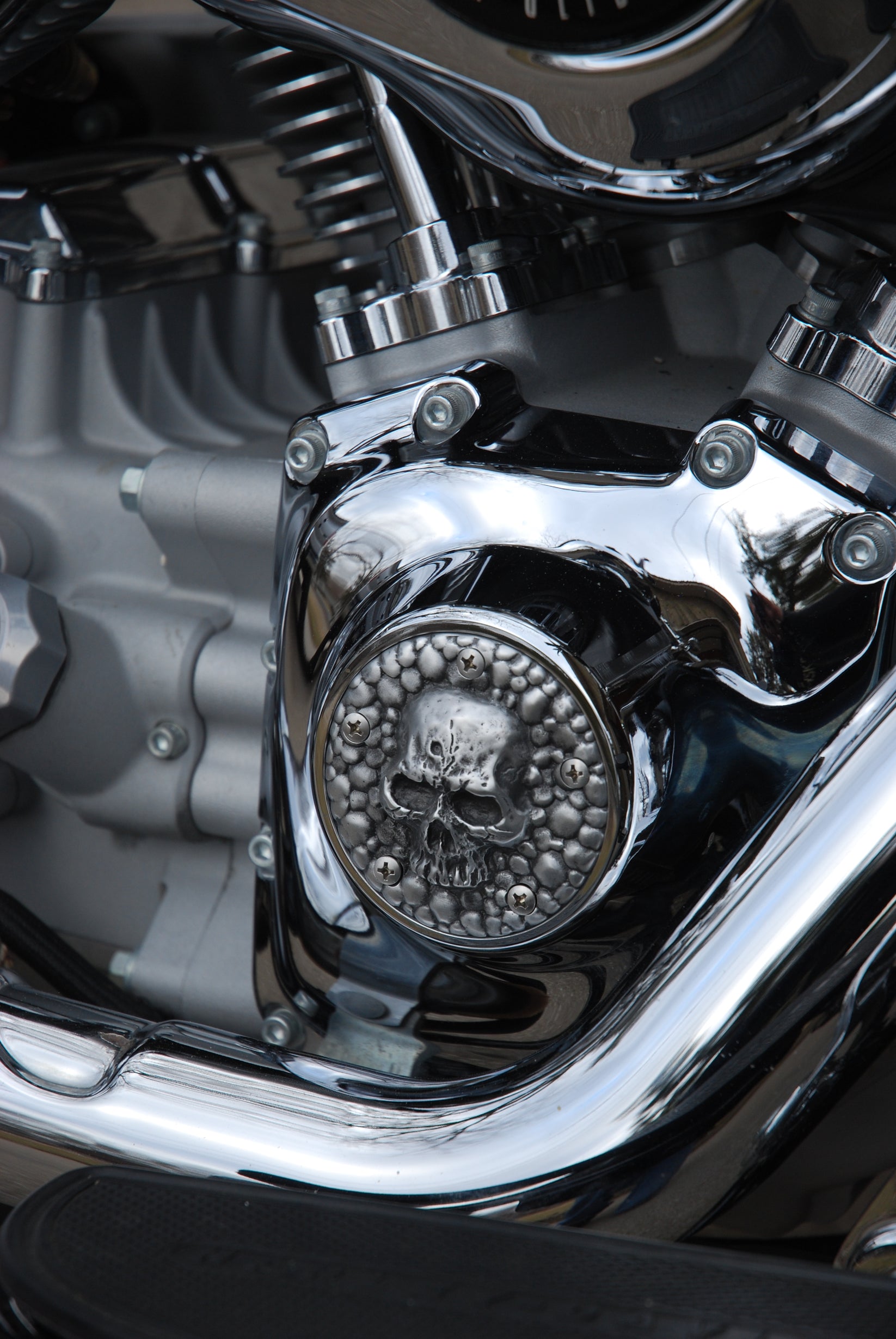 Harley Points Covers Bin Laden Skull Chrome Dome Motorcycle Products