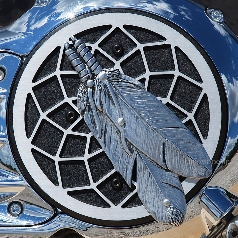 Indian 111 Chief Derby Cover  Dream Catcher in Cast Aluminum. DCIDC-1