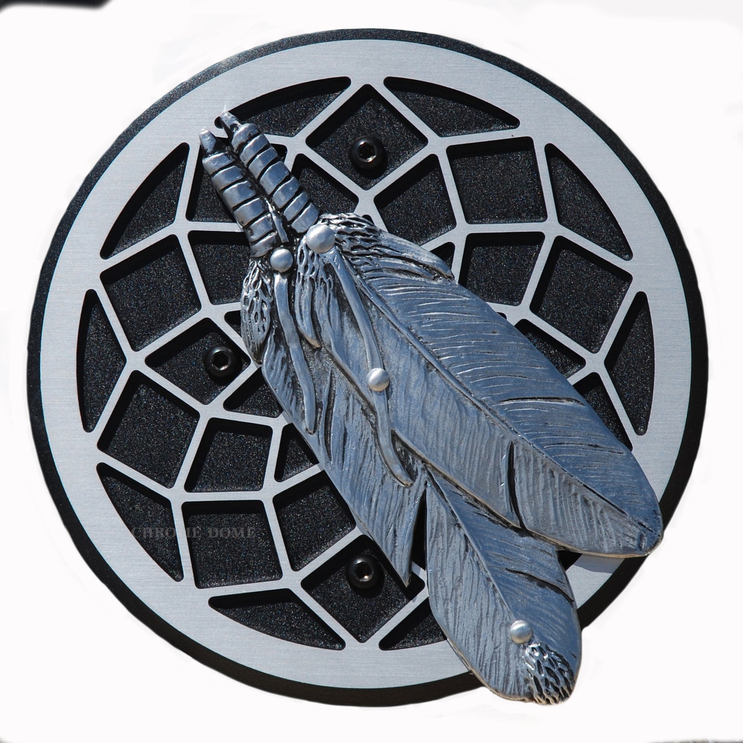 Indian 111 Chief Derby Cover  Dream Catcher in Cast Aluminum. DCIDC-1